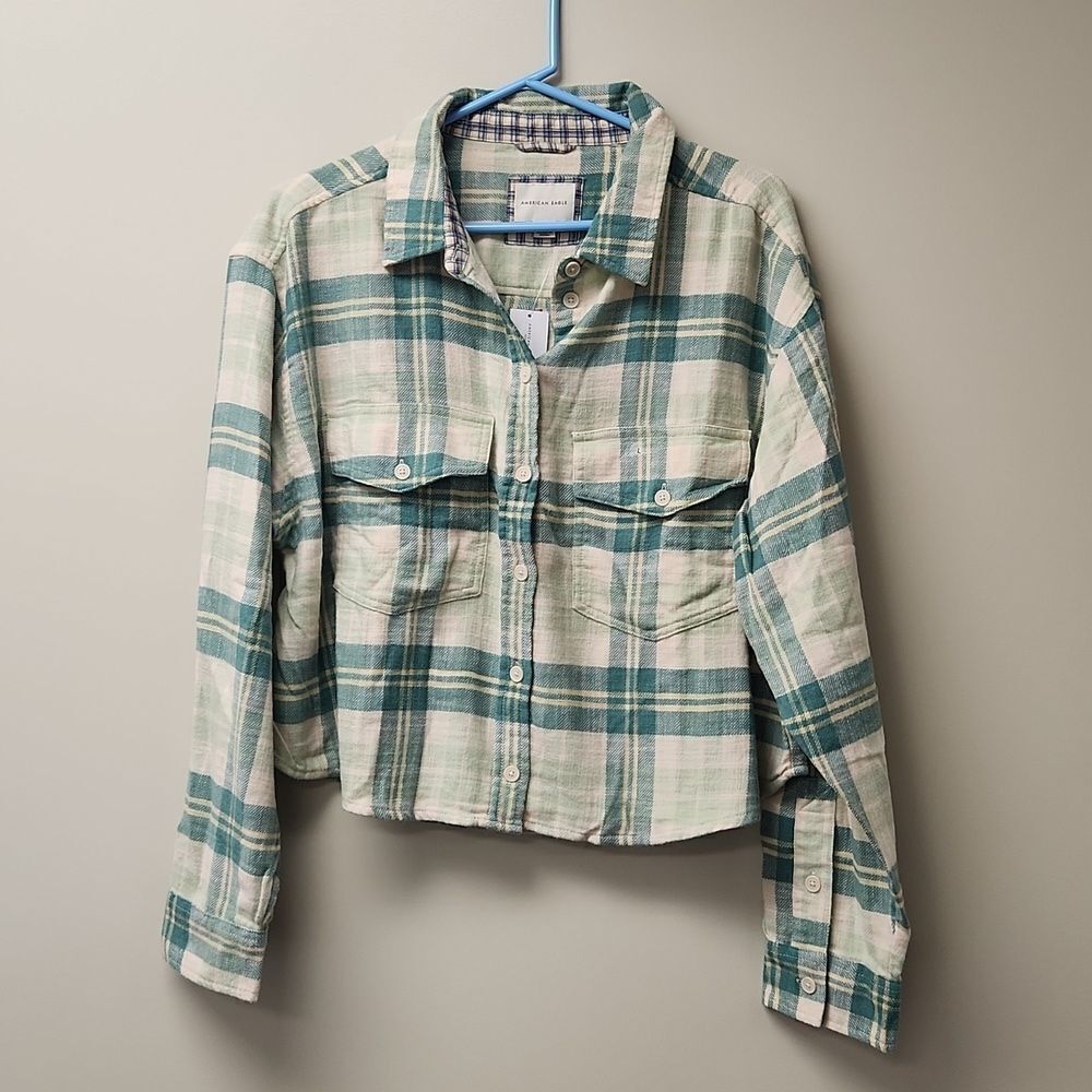American Eagle Plaid Crop Top L NWT